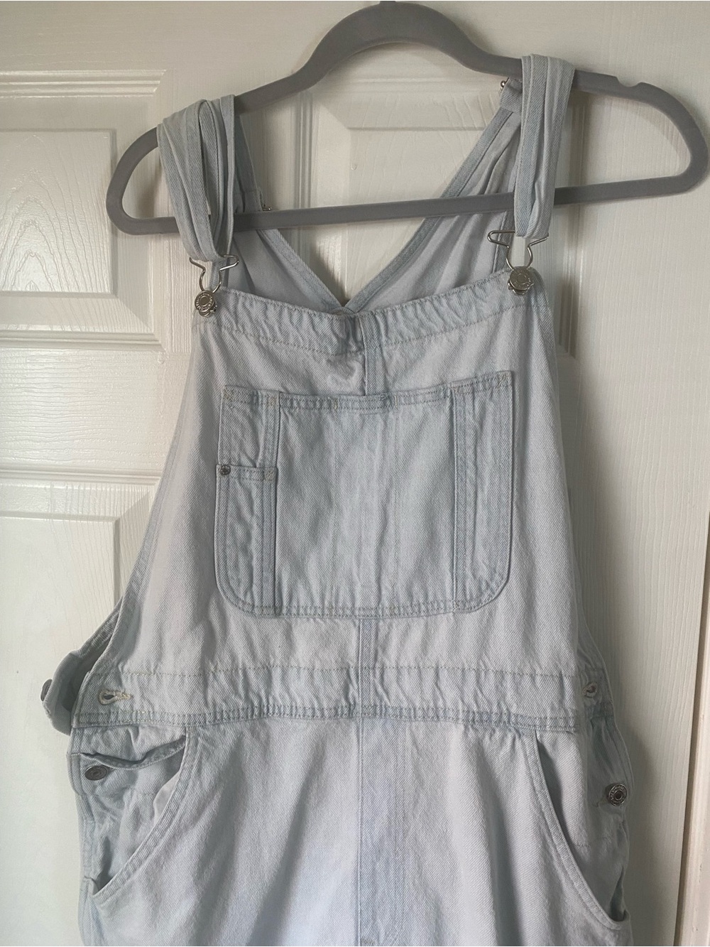 H&M Pale Blue Denim Overall Shorts with Front Bib Pocket